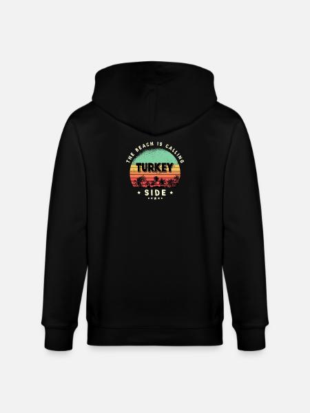 Side Turkey beach design - Stanley/Stella CULTIVATOR Unisex Organic Hooded Jacket - black