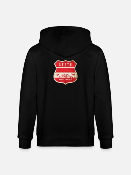 Steyr Österreich Wappen Flaggen Design - Stanley/Stella Unisex Bio-Kapuzenjacke CULTIVATOR  - Schwarz