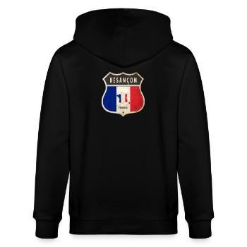 Besançon Frankreich Wappen Flaggen Design - Stanley/Stella Unisex Bio-Kapuzenjacke CULTIVATOR  - Schwarz - Hinten - Anna (173cm)