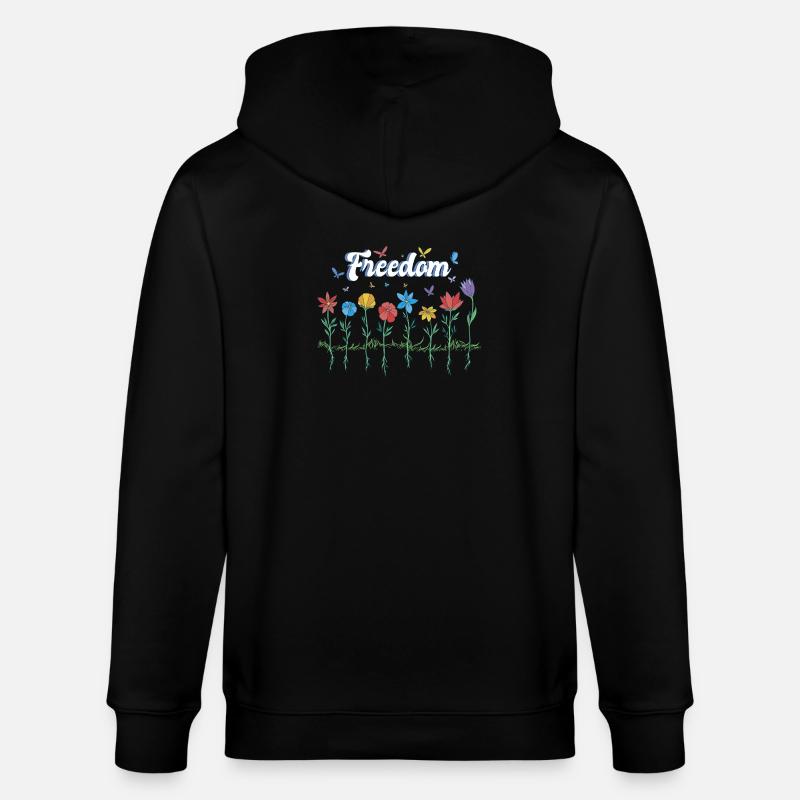 Liberté Fleurs Papillons Liberté Design - Veste à capuche bio CULTIVATOR Stanley/Stella Unisexe - noir