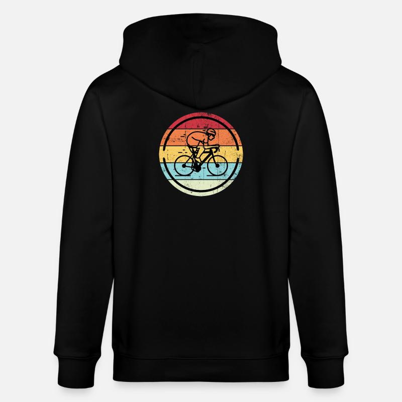 Retro-Radfahrer in Sunset Circles - Stanley/Stella Unisex Bio-Kapuzenjacke CULTIVATOR  - Schwarz
