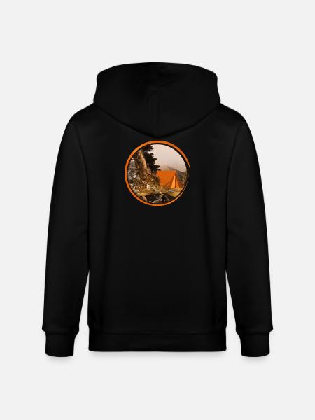 nostalgic tent - camping in nature - Stanley/Stella CULTIVATOR Unisex Organic Hooded Jacket - black