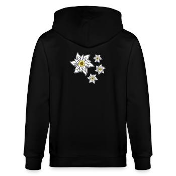 volksfeste frau, traditionelles blumenmuster - Stanley/Stella Unisex Bio-Kapuzenjacke CULTIVATOR  - Schwarz - Hinten - Anna (173cm)