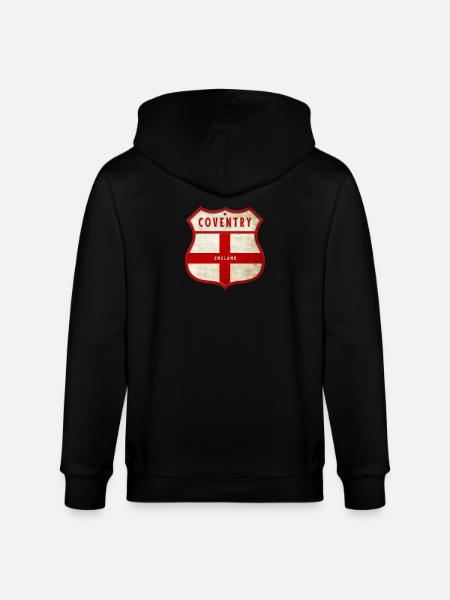 Coventry England crest - Stanley/Stella CULTIVATOR  Unisex Organic Hooded Jacket - black