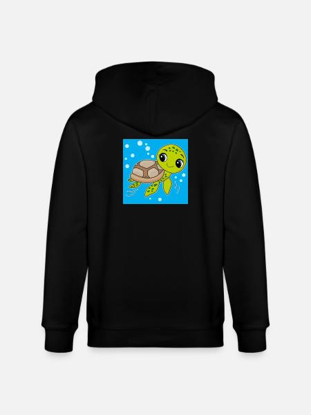 Turtle, cute animal, ocean - Stanley/Stella CULTIVATOR  Unisex Organic Hooded Jacket - black