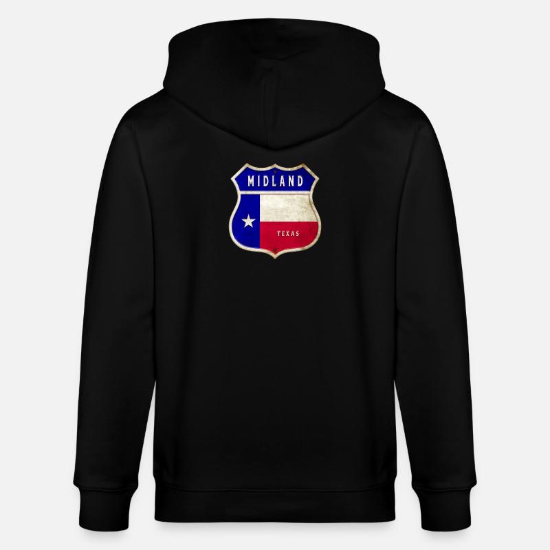Midland Texas crest flag design - Stanley/Stella CULTIVATOR  Unisex Organic Hooded Jacket - black