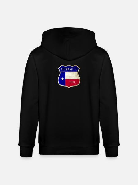 Brownsville Texas Crest Flag Design - Stanley/Stella CULTIVATOR Unisex Organic Hooded Jacket - black