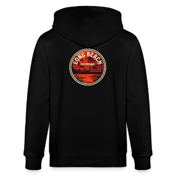 Long Beach Kalifornien Sonnenuntergang Badge - Stanley/Stella Unisex Bio-Kapuzenjacke CULTIVATOR  - Schwarz - Hinten - Anna (173cm)