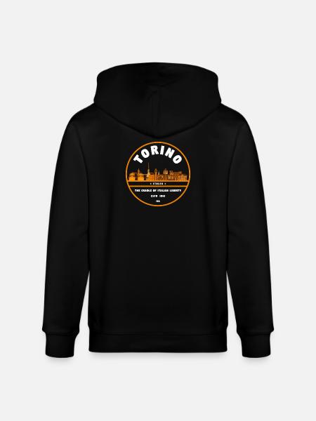 Torino Skyline Emblem - Stanley/Stella CULTIVATOR  Unisex Organic Hooded Jacket - black