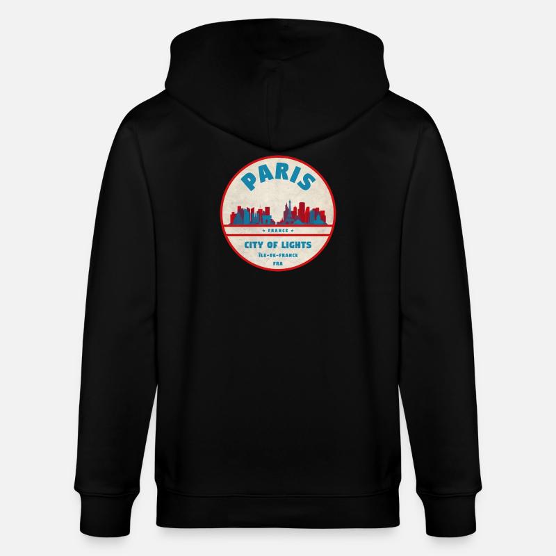 Pariser Stadtlichter Retro Abzeichen - Stanley/Stella Unisex Bio-Kapuzenjacke CULTIVATOR  - Schwarz