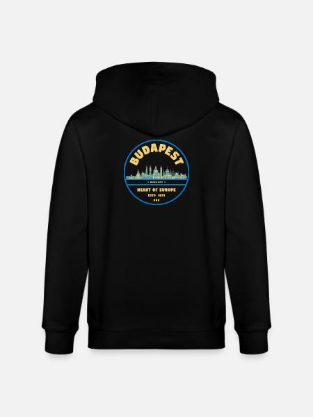 Budapest Skyline Emblem Heart of Europe - Stanley/Stella CULTIVATOR  Unisex Organic Hooded Jacket - black