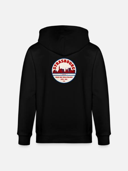 Strassburg Retro Stadtbadge Skyline - Stanley/Stella Unisex Bio-Kapuzenjacke CULTIVATOR - Schwarz