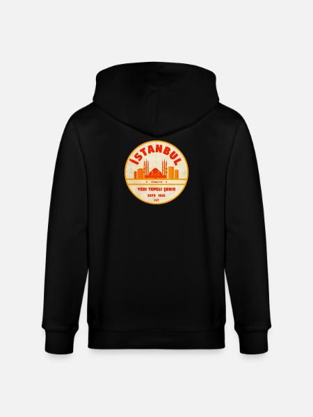 Istanbul Skyline Retro-Abzeichen - Stanley/Stella Unisex Bio-Kapuzenjacke CULTIVATOR - Schwarz