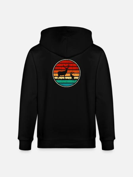 Retrowave-Sonnenuntergangs-Hirschkreis - Stanley/Stella Unisex Bio-Kapuzenjacke CULTIVATOR - Schwarz