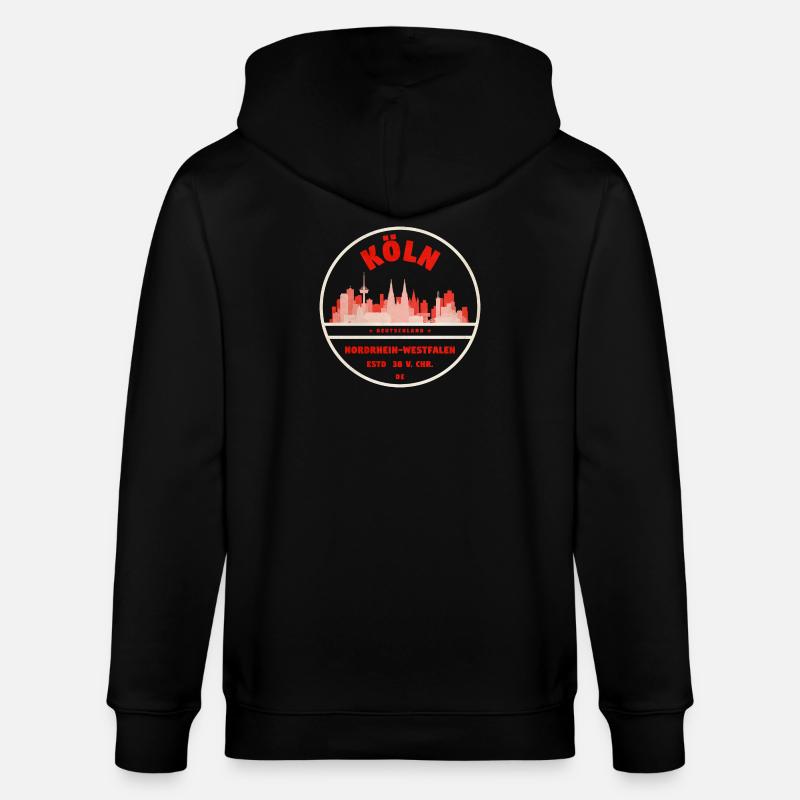 Timbre rétro Cologne Skyline - Veste à capuche bio CULTIVATOR Stanley/Stella Unisexe - noir
