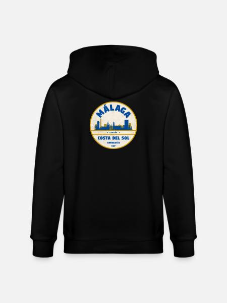 Malaga Skyline Coastal Flair - Stanley/Stella CULTIVATOR  Unisex Organic Hooded Jacket - black