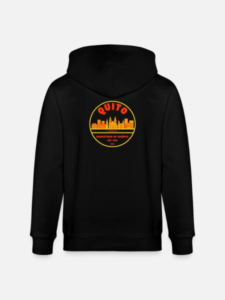 Quito Skyline Badge Monasterio América - Stanley/Stella CULTIVATOR  Unisex Organic Hooded Jacket - black