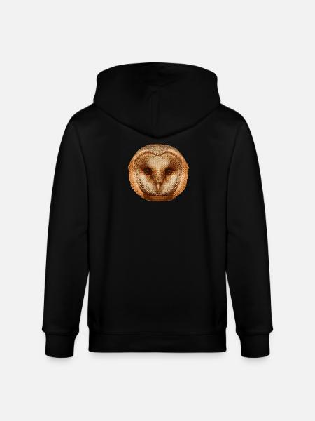 coole tierprints, Schleiereule gesicht - Stanley/Stella Unisex Bio-Kapuzenjacke CULTIVATOR  - Schwarz