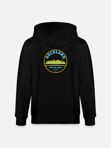 Auckland City of Sails Skyline - Stanley/Stella CULTIVATOR  Unisex Organic Hooded Jacket - black