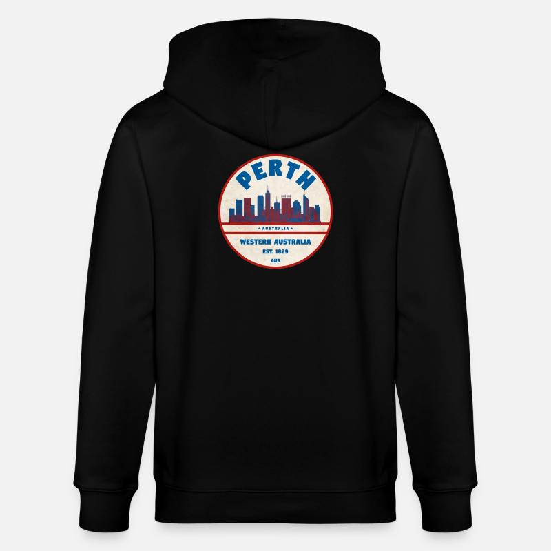 Perth Skyline Rétro AU - Veste à capuche bio CULTIVATOR Stanley/Stella Unisexe - noir