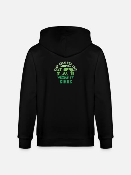 Keep calm and love birds - Stanley/Stella CULTIVATOR  Unisex Organic Hooded Jacket - black