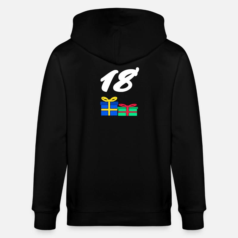geschenkbox, 18 geschenke bunt - Stanley/Stella Unisex Bio-Kapuzenjacke CULTIVATOR  - Schwarz