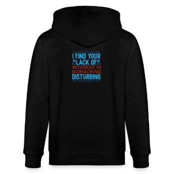 Biohacking Design - Stanley/Stella Unisex Bio-Kapuzenjacke CULTIVATOR  - Schwarz - Hinten - Anna (173cm)
