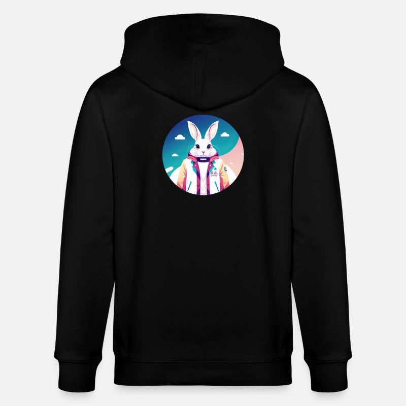 Bunny, Rabbit, Easter Bunny - Stanley/Stella CULTIVATOR  Unisex Organic Hooded Jacket - black