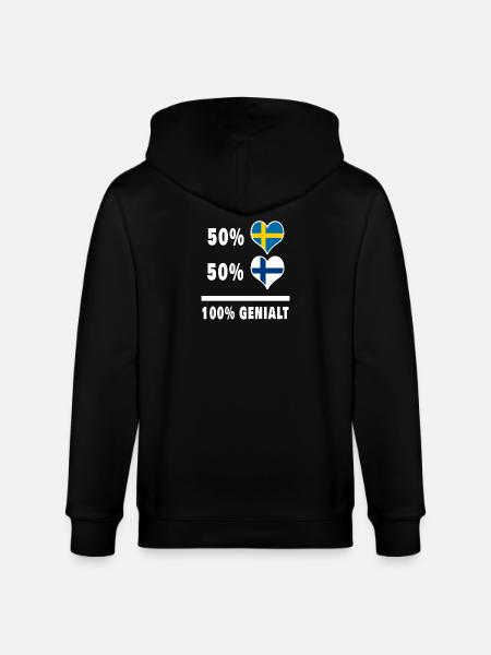 Finland och Sverige 100 % Genialt flagga - Ekologisk luvjacka CULTIVATOR unisex från Stanley/Stella - svart