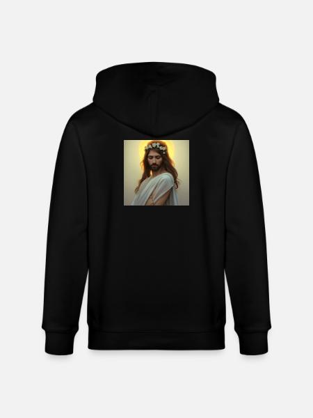 Himmlische Ruhe: Jesusfigur mit Kranz - Stanley/Stella CULTIVATOR Unisex Organic Hooded Jacket - black
