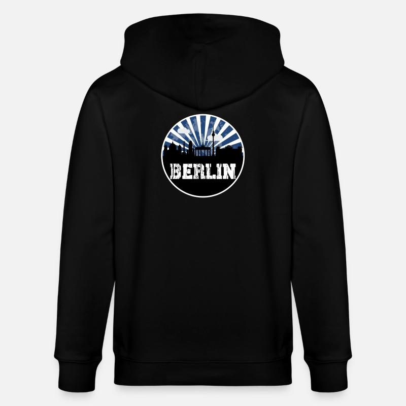 Berlin Skyline Blue Hour - Stanley/Stella Unisex Bio-Kapuzenjacke CULTIVATOR - Schwarz