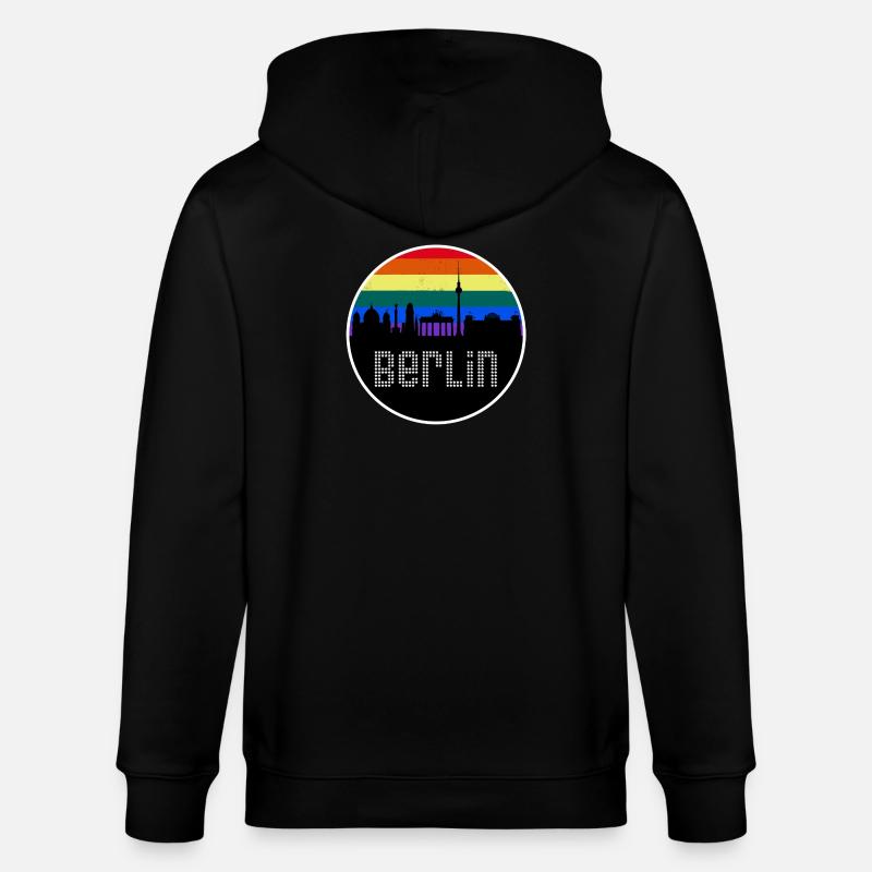 Berlin Skyline Arc-en-ciel - Veste à capuche bio CULTIVATOR Stanley/Stella Unisexe - noir