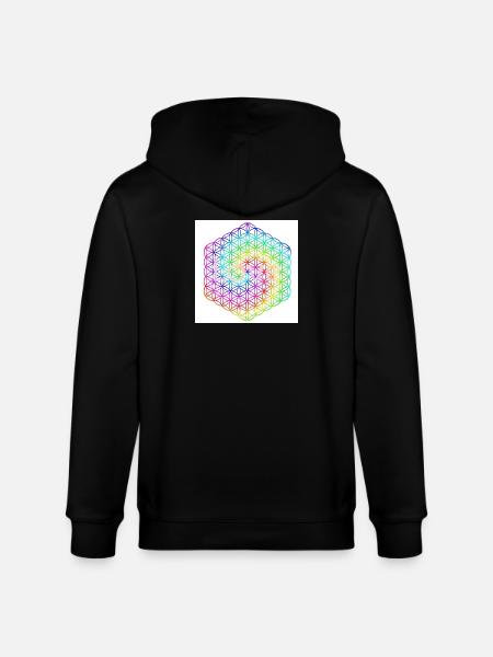 Livets blomst - 5. dimension - Mandala - kærlighed - Stanley/Stella økologisk unisex-hættejakke CULTIVATOR  - sort