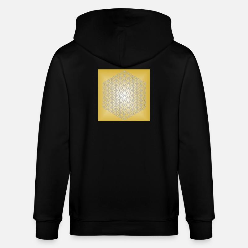 Blume des Lebens silber - 5. Dimension - Stanley/Stella Unisex Bio-Kapuzenjacke CULTIVATOR  - Schwarz