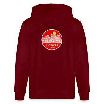 Winnipeg Stadtsilhouette Kreis - Stanley/Stella Unisex Bio-Kapuzenjacke CULTIVATOR  - Burgunderrot - Hinten - Anna (173cm)