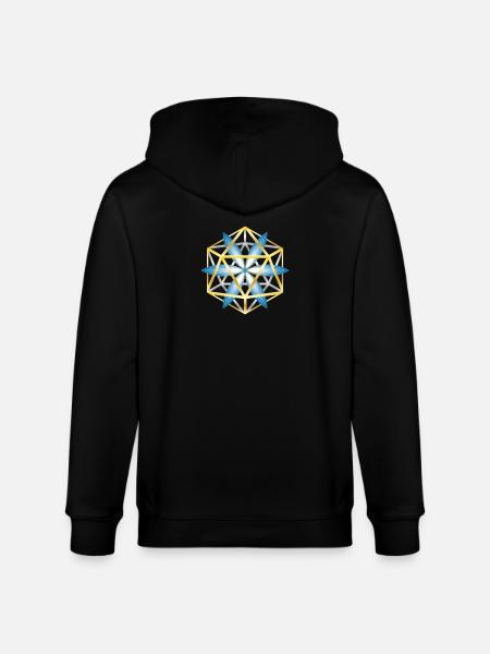 Geometric Mandala Design Blue Gold - Stanley/Stella CULTIVATOR  Unisex Organic Hooded Jacket - black