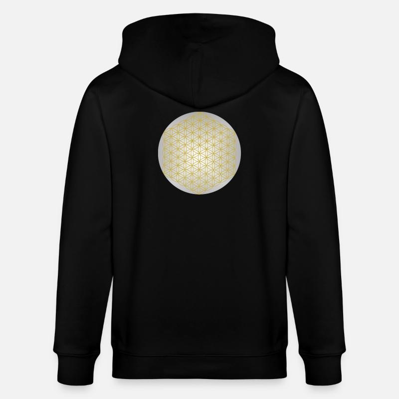 Fleur de Vie Or - 5ème Dimension - Mandala - Veste à capuche bio CULTIVATOR Stanley/Stella Unisexe - noir