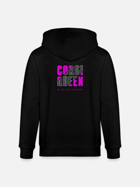 Corgi Queen - Stanley/Stella CULTIVATOR  Unisex Organic Hooded Jacket - black