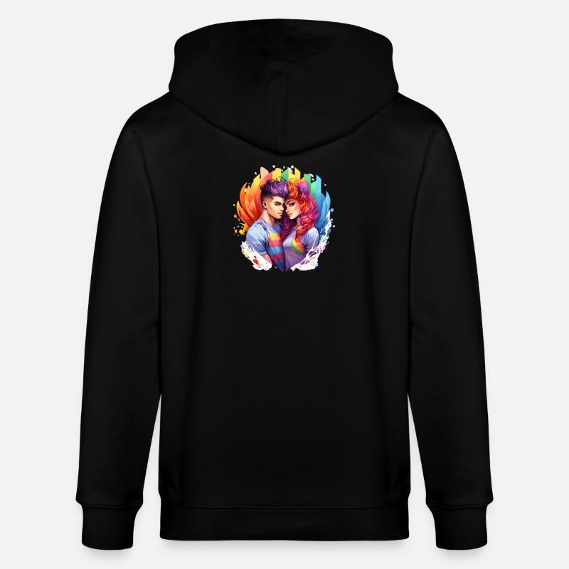 Regenbogenliebe Duo im Farbrausch - Stanley/Stella Unisex Bio-Kapuzenjacke CULTIVATOR  - Schwarz