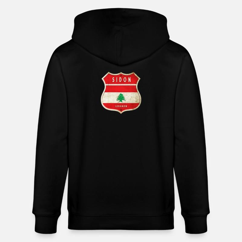 Sidon Libanon Wappen Flaggen Design - Stanley/Stella Unisex Bio-Kapuzenjacke CULTIVATOR  - Schwarz
