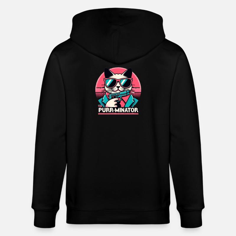The Purr-minator - Stanley/Stella Unisex Bio-Kapuzenjacke CULTIVATOR  - Schwarz
