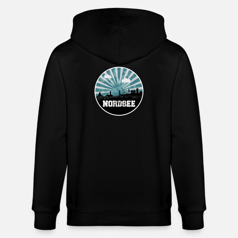 Nordsee Blue Hour Skyline - Stanley/Stella Unisex Bio-Kapuzenjacke CULTIVATOR  - Schwarz