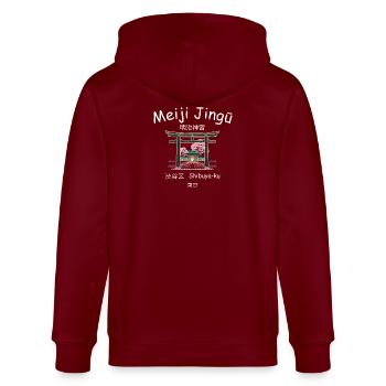 Tokyo Shibuya, Shinto Shrine Meiji Jingu, Japan, - Stanley/Stella CULTIVATOR  Unisex Organic Hooded Jacket - burgundy - Back - Anna (173cm)