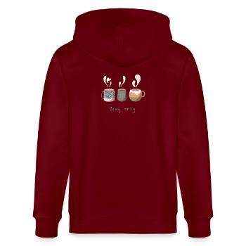 Cozy hot drinks - Stanley/Stella Unisex Bio-Kapuzenjacke CULTIVATOR  - Burgunderrot - Hinten - Anna (173cm)