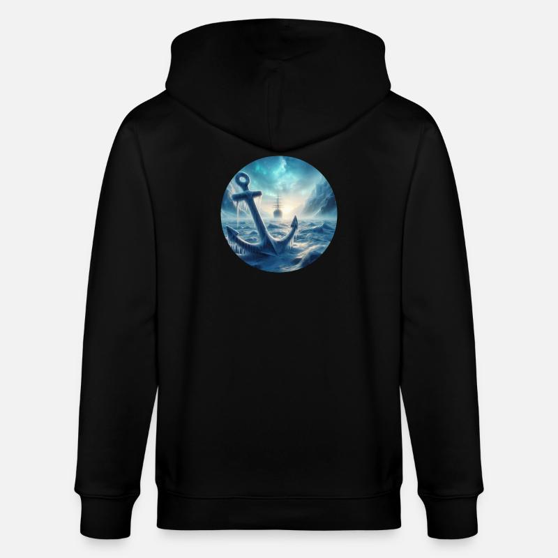 Anker und Schiff Eis Landschaft - Stanley/Stella Unisex Bio-Kapuzenjacke CULTIVATOR  - Schwarz