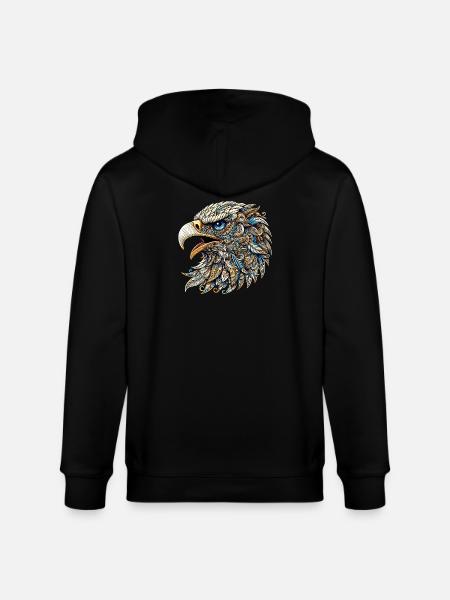 Adler mit Mandalas verziert - Stanley/Stella Unisex Bio-Kapuzenjacke CULTIVATOR  - Schwarz