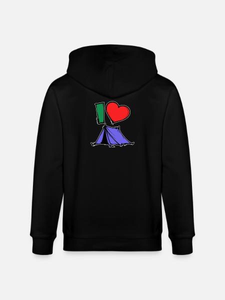 Camping Statement Wanderer Herz Wanderlust Zelten - Stanley/Stella Unisex Bio-Kapuzenjacke CULTIVATOR  - Schwarz