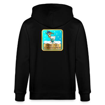 DANKESCHÖN WINTERDIENST - SCHNEERÄUMEN HUHN - Stanley/Stella Unisex Bio-Kapuzenjacke CULTIVATOR  - Schwarz - Hinten - Anna (173cm)