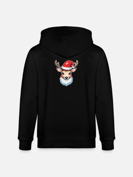 Reindeer Deer Christmas - Stanley/Stella CULTIVATOR  Unisex Organic Hooded Jacket - black