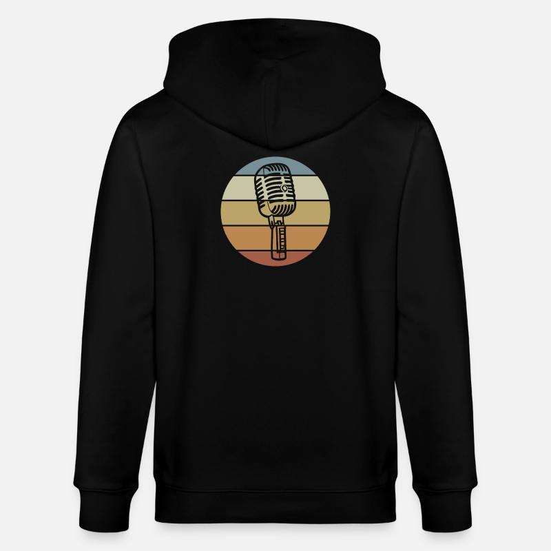 Retro Microphone - Stanley/Stella Unisex Bio-Kapuzenjacke CULTIVATOR  - Schwarz